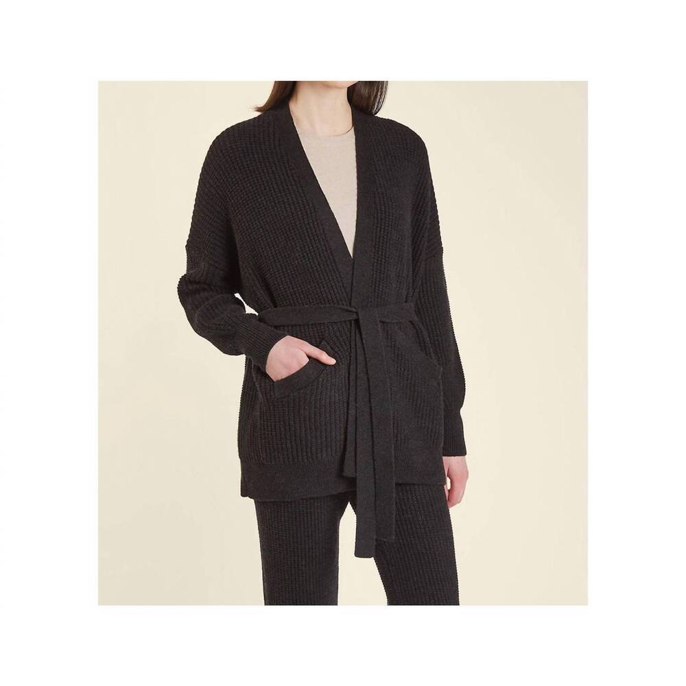 NEW OYUN waffle cocoon cardigan in caviar